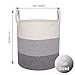 Woven Cotton Rope Storage Basket, Baby Laundry Hamper Storage Bin Baskets with Handle for Organize Toys, Blanket, Diaper or Home Decor