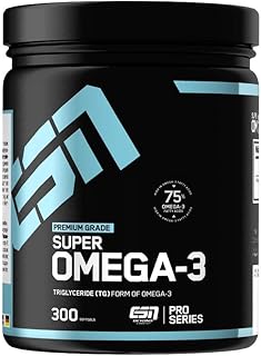 ESN Super Omega 3 Caps – 300 Kapseln à 1000 mg reines Seefischöl – Essentielle Fettsäuren EPA (Eicosapentaensäure) und DHA (Docosahexaensäure) – 300 Portionen – Made in Germany