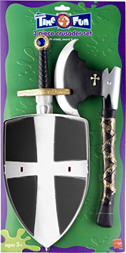 Smiffy's Kids Crusader Set, White, Shield, Sword and Axe, 19inches, One Size, 31350