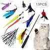 NIBESSER Katzenspielzeug Set Interaktives Spielzeug mit Federn, Katze Spielzeug mit Katzenangel Ersatzfedern, 10PCs
