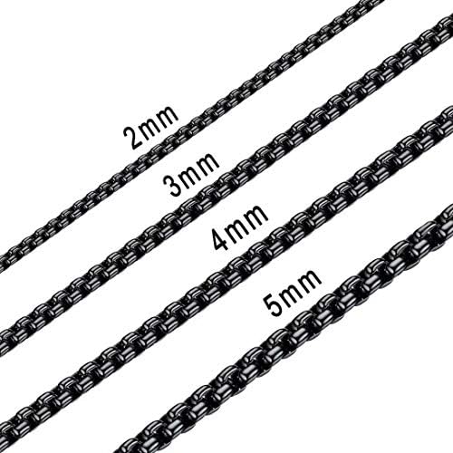 Estendly 2mm-7mm 16-38In Stainless Steel Rolo Chain Necklace Crude Chain Necklace for Men Women Jewelry