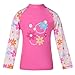 TFJH E Girls Swimsuit UPF 50+ Two Piece Long Sleeve Top Pant Set HotPink Long 8A