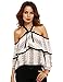 Verdusa Women's Spaghetti Halter Off The Shoulder Blouse Long Sleeve Shirt Tops White S