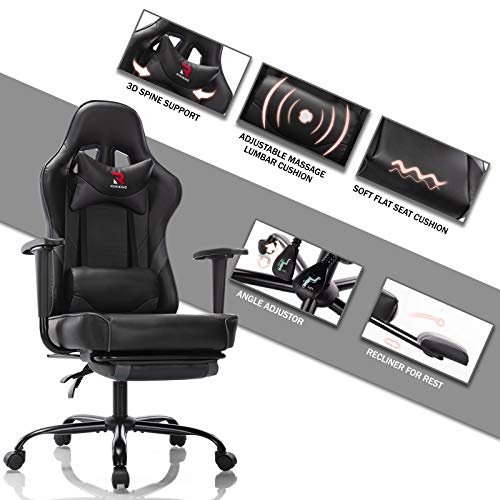 Rimiking Ergonomic Gaming Chair with Footrest Adjustable Swivel
