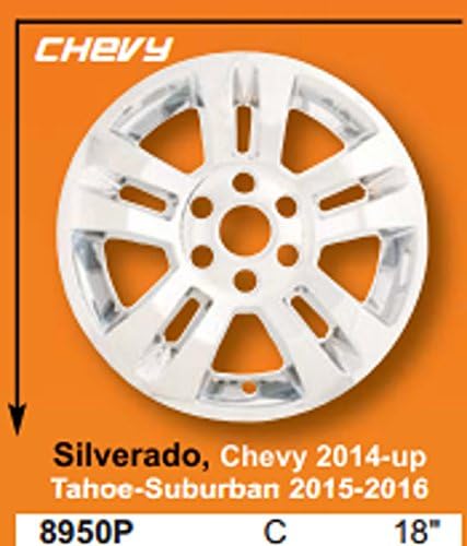 Fits 14-16 Silverado, Tahoe, Suburban - Set of 4-18" Chrome Hubcaps