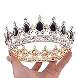 Ulike2 King/queen Crown Red Ruby Stone Sapphire Tiaras Gold/silver Plated Hair Jewelry (6#)