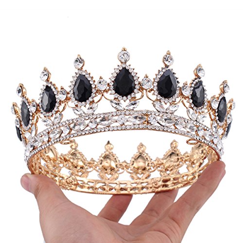 Ulike2 King/queen Crown Red Ruby Stone Sapphire Tiaras Gold/silver Plated Hair Jewelry (6#)