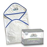 Brooklyn Bamboo | Baby Hooded Towel Layette Sets for Infants & Toddlers | Extremely Soft & Hypoallergenic Bamboo | Thick Organic Material | Blue Border