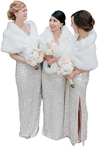 Dressart Women's Faux Fur Wedding Bridesmaid Cloak Party Wrap Shawl Stole