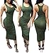 Bess Bridal Women's Sexy Vest Fold Slim Bodycon Midi Tight Long Party Tank Dress