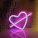 Neon Art Decorative Lights The Arrow of Love LED Neon Cupid Love Heart Signs Light Wall Decor for Girls Bedroom House Bar Pub Party Wedding Valentine's Day (Pink Neon Heart)