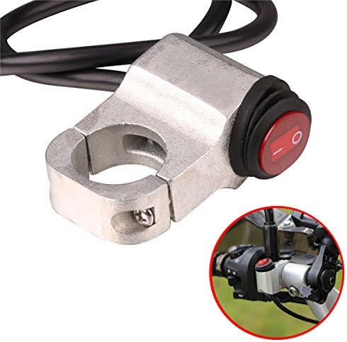 Lenmumu Waterproof Motorcycle Handlebar Headlight Switch Button with Indicator, 12v 7/8" 22mm CNC Aluminium Alloy On Off Switch (Silver)