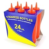 New Star 26375 Plastic Squeeze Bottles, 24-Ounce, Set of 6, Red