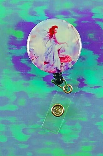Pink Fairy on a Mushroom Black Badge Reel