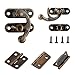 Alcoon 50 Sets Antique Bronze Mini Hinges and 30 Sets Antique Right Latch Hook Hasp with Replacement Screws for Wood Jewelry Box - Bronze Tone