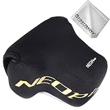First2savvv Neoprene Camera Case Bag for Sony DSC-RX10 IV, RX10 III, Panasonic Lumix DMC-FZ2500 + Cleaning cloth QSL-RX10IV-01