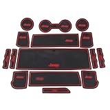 ROCCS 15PCS RED Anti-dust Interior Non-Slip Mat Door Mat Cup Pad with Logo for 2011 2012 2012 2014 2015 Jeep Compass 2017 Patriot (Red-Logo)