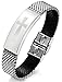 AnaZoz Jewelry Men's Fashion Bracelet PU Leather Stainless Steel Classic Cross Black 19CM