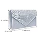 FASHIONROAD Fashion Road Women Satin Clutch, Rhinestone Evening Clutch, Envelope Clutch Purse, Pleated Flap Handbag for Wedding, Party and Prom Silver White