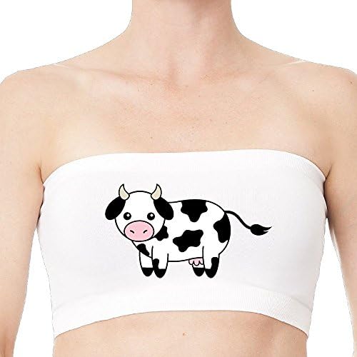Cute Cow Cartoon Fashion Sexy Seamless Wrapped Chest Strapless Bra For Women Underwear One Size White