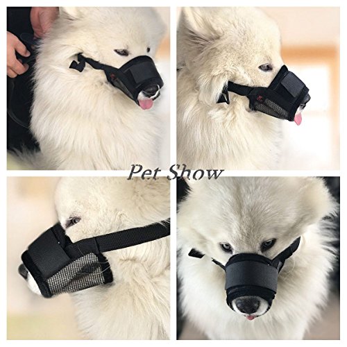Dog Muzzles Oxford Cloth Pet Mesh Mouth Cover Anti-bite Anti-lick Adjustable Breathable Comfortable Safety Postoperative Recovery for Puppies,Dogs (L) - Thumbnail 6