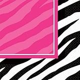 Zebra Stripes 'Pink and Black' Animal Print Small Napkins (16ct)