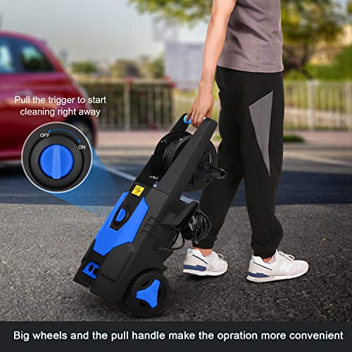 mrliance 3500PSI Electric Pressure Washer 2.0GPM Power Washer 1800W High Pressure Washer Cleaner Machine with Spray Gun, Hose Reel, Brush, and 4 Adjustable Nozzle (Blue) - Thumbnail 5