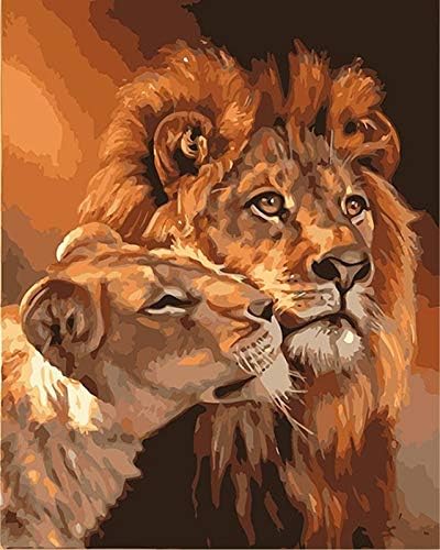Paint by Numbers - DIY Acrylic Painting Picture Art Kit 16 x 20 inch - Lion & Lioness