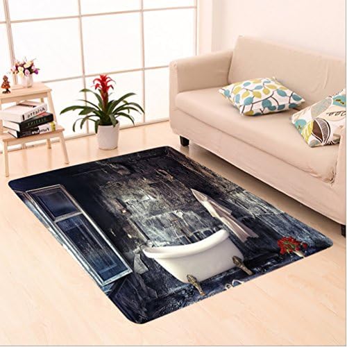 Nalahome Custom carpet Antique Decor Bathtub In Old Room Bathroom Fresh Flower Bouquet In Vase Victorian Retro Style area rugs for Living Dining Room Bedroom Hallway Office Carpet (36"x60")