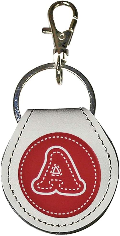 Amazon イニシャル コインキーリング ホワイト レッド 選べる イニシャル 小銭が入る コインキーホルダー 牛革 小銭入れ 500円硬貨 ギター ピックケース コイン型 電子マネー Edy Quicpay Herbe キーホルダー チェーン