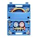 3 Way AC Diagnostic Manifold Gauge Set for Freon Charging, Fits R134A R12 R22 and R502 Refrigerants, with 5FT Hose, ACME Tank Adapters, Adjustable Couplers and Can Tap