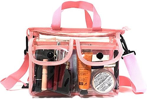 Clear PVC Pouch With Removable and Adjustable Shoulder Strap (Pink)