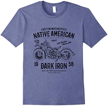 Mens Distressed Dark Iron Motorcycle T-Shirt 2XL Heather Blue