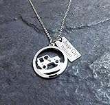 Jeep Girl Charm Necklace with Engraved Grill oIIIIIIIo Pendant