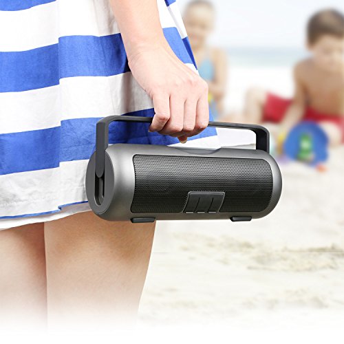 KOCASO Bluetooth 3.0 Ultra Portable Wireless Boom Box Lightweight Small Loud Speaker with Carrying Pull-Up Handle, Built-In Speakerphone, AUX Jack, Smartphone Support, Samsung, iPhone, Droid - Black