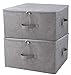 iwill CREATE PRO Folding Storage Box with Zip Lid and Handles, Rigid Storage Baskets With Linen Fabric& Plastic Board, Closet Shelf Drawers,Dark Gray, 2 pcs