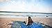 Chanvi Large Beach Blanket Handy Sand Mat- Extra Size 9' x 10' Holds 7 Adults with Strap - Perfect for Picnics, Beaches, RV, Outings, Camping, Hiking and Music Festival(Blue)