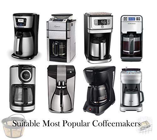 NRP Screen Basket Coffee Gold-tone Permanent Filter (Taller) Universal for Drip Coffeemaker 12cup Fits KitchenAid | Mr.coffee | Cuisinart GTF-B | Capresso & MORE