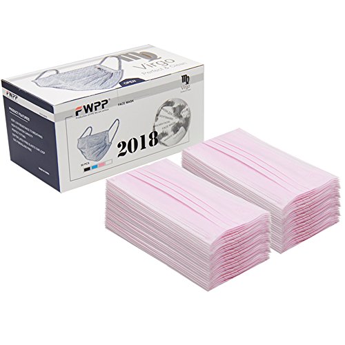 FWPP Earloop Disposable Surgical Flu Face Masks, 3 Ply Thicker Super Filter Pollen Dust and Bacteria, Anti allergy Dental Medical Procedure Mask, Pack of 50 Pcs(Romantic Pink)
