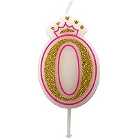 PartyMart Number 0 Giltter Candle, Pink Number 0