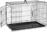 AmazonBasics Double-Door Folding Metal Dog Crate Kennel - 36 x 23 x 25 Inches
