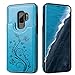 HianDier Wallet Case for Galaxy S9 Plus, Slim Protective Case with Credit Card Slot Holder Flip Folio Soft PU Leather Magnetic Closure Cover Case Compatible with Samsung Galaxy S9+ Plus, Lake Blue