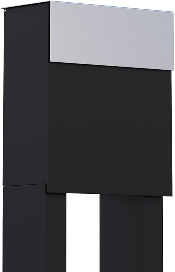Buzón, diseño Buzón Alto Stand en negro/acero inoxidable bravios
