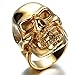 HIJONES Men's Jewelry Stainless Steel Golden Skull Ring Size 10