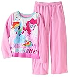 My Little Pony Girls' 2 Piece Pajama Set (Small 6/6X, Pink)
