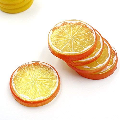 Lorigun 30pcs Fake Lemon Slice Garnish Artificial Fruit Faux Food House Bar Decoration Cocktail Party Arrangement(Red Green Yellow,Each Color 10Pcs)