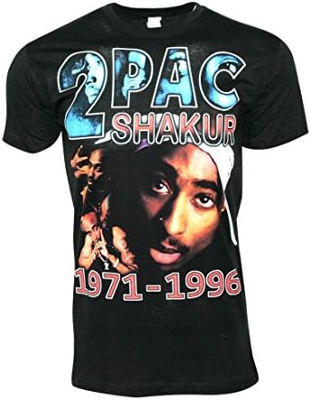 FLEA ALLEY Mens Vintage Hip HOP Printed T-Shirts Tupac Shakur 1971-1996(S, Black)