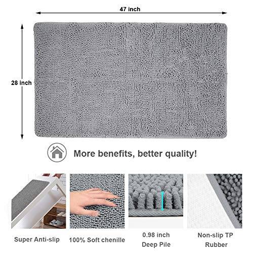 Secura Housewares Soft Microfiber Large Bathroom Rugs, 47 x 28 Inches Non Slip Bath Mat for Bathroom, Kitchen & Bedroom with Water Absorbent, Machine Washable (Gray) - Thumbnail 7