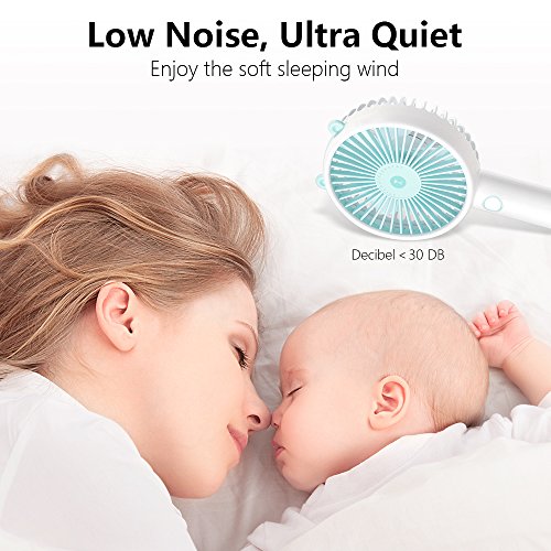 OURRY Handheld Fan, Mini Small Portable Personal Rechargeable Desk Desktop Table Cooling USB Fan Quiet with 2000mAh Battery 3 Speeds Cute Design for Home Office Outdoor and Travel (Blue)