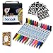 Paint Markers for Glass, Metal, Plastic, Wood, Ceramic, Porcelain, Rocks, Paper, and Clothes, with 68 Drawing Stencils and Fabric Case – 12 Fine Point Permanent Pens for Detail Work – Acrylic Markers